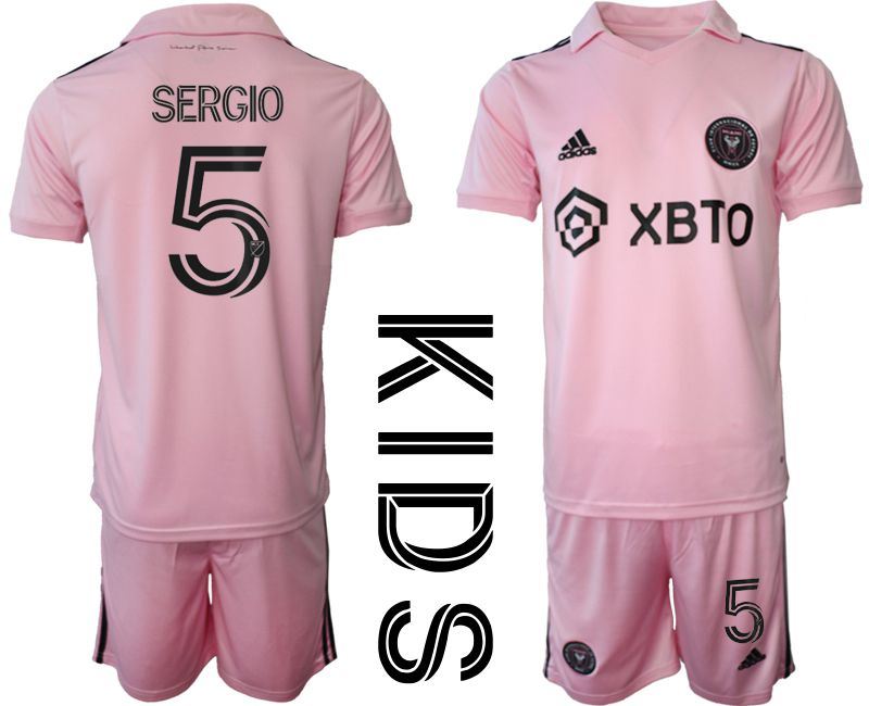 Youth 2023-2024 Club Inter Miami CF home pink 5 Soccer Jersey
